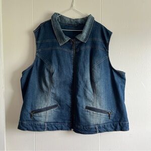 Denim Sleeveless Vest with Zipper